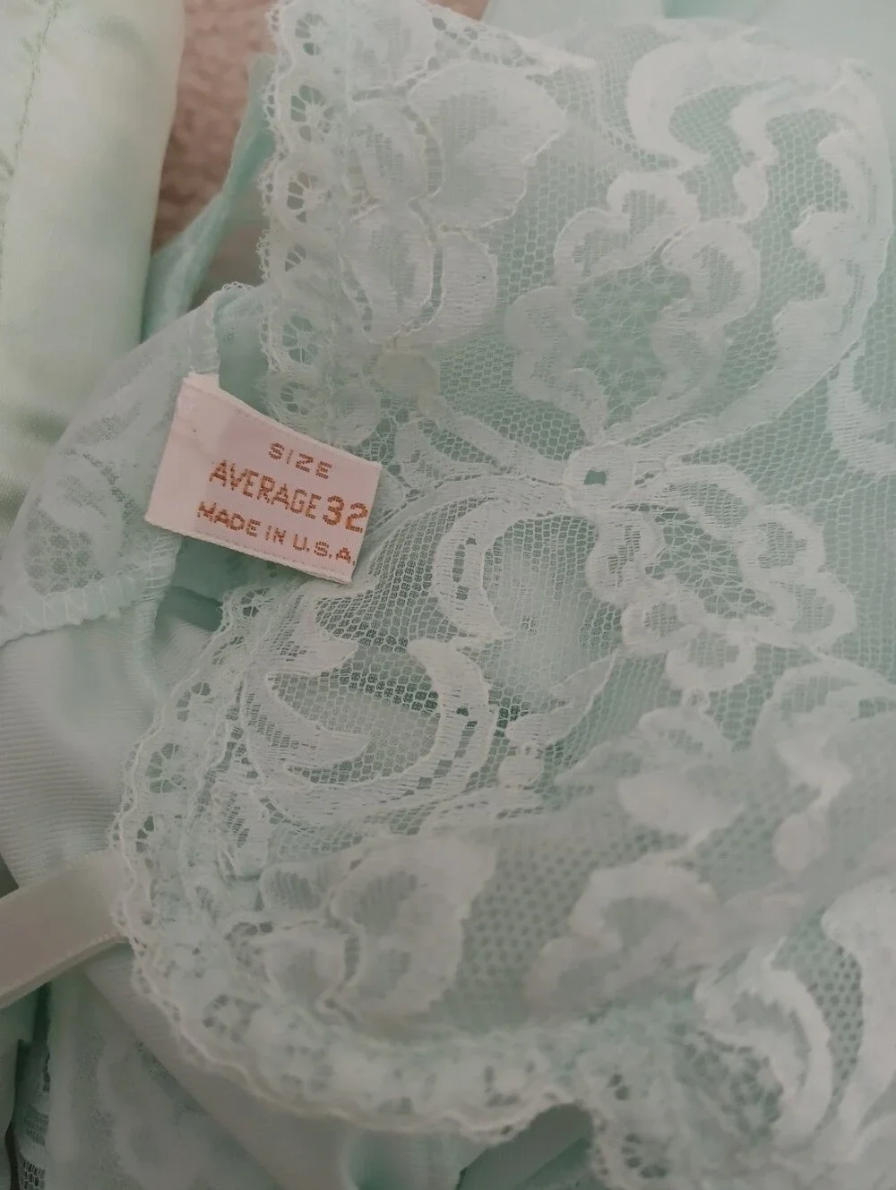 STUNNING, UNWORN, NWT MINT GREEN " VANITY FAIR" MYLON AND  LACE FULL SLIP! - Picture 12 of 16